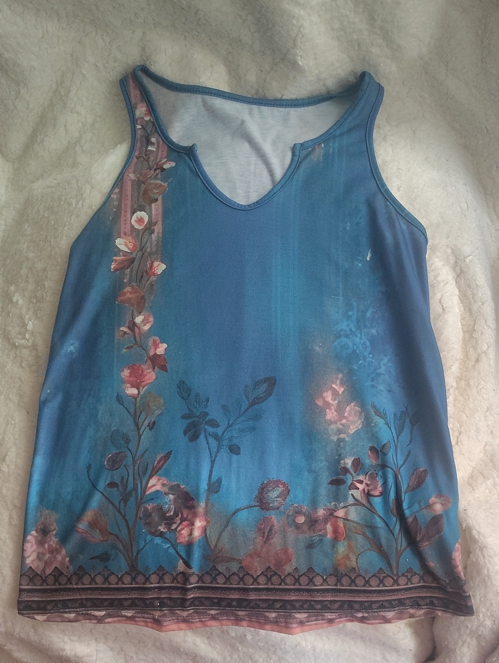 Blue Floral Print Women’s Tank Top